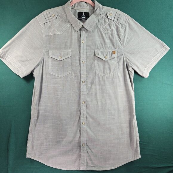 I Jeans By Buffalo Shirt Mens XL Short Sleeve Button Up Casual Gray - Picture 1 of 11